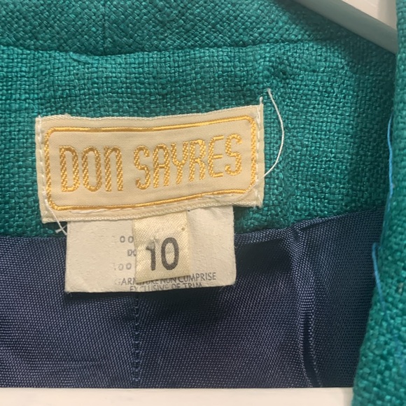 Vintage 80s Emerald Green Raw Silk Midi Dress Structured Look Woven Teal Lined M - Picture 3 of 4